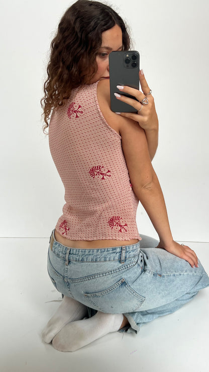 00s pink sequin tank top- size L