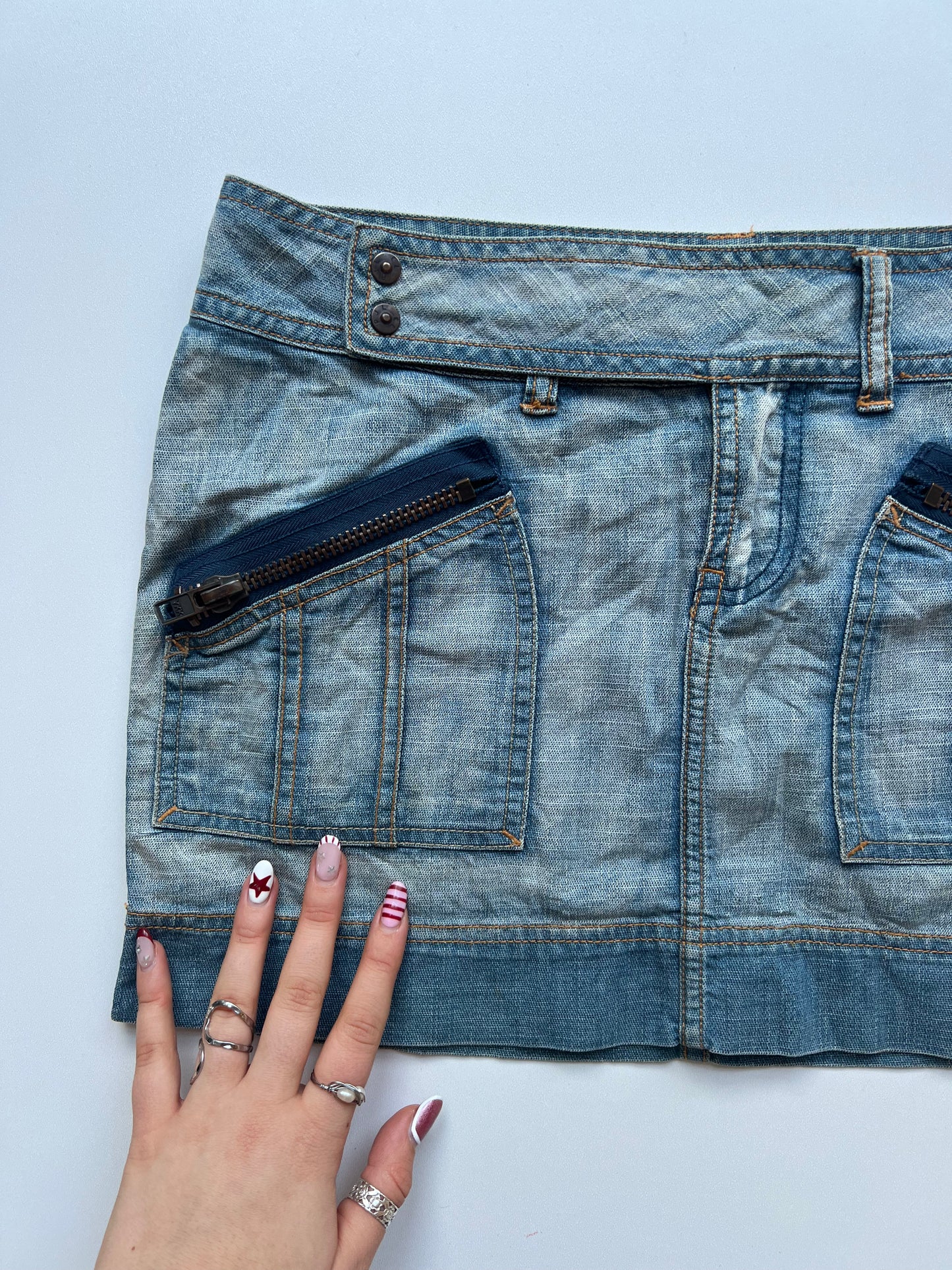 00s denim mini skirt- size S