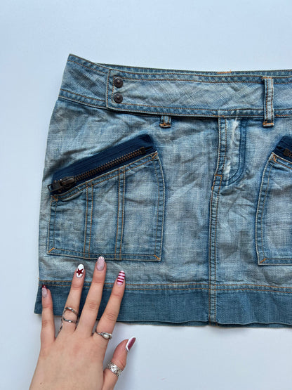 00s denim mini skirt- size S