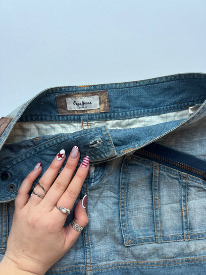 00s denim mini skirt- size S