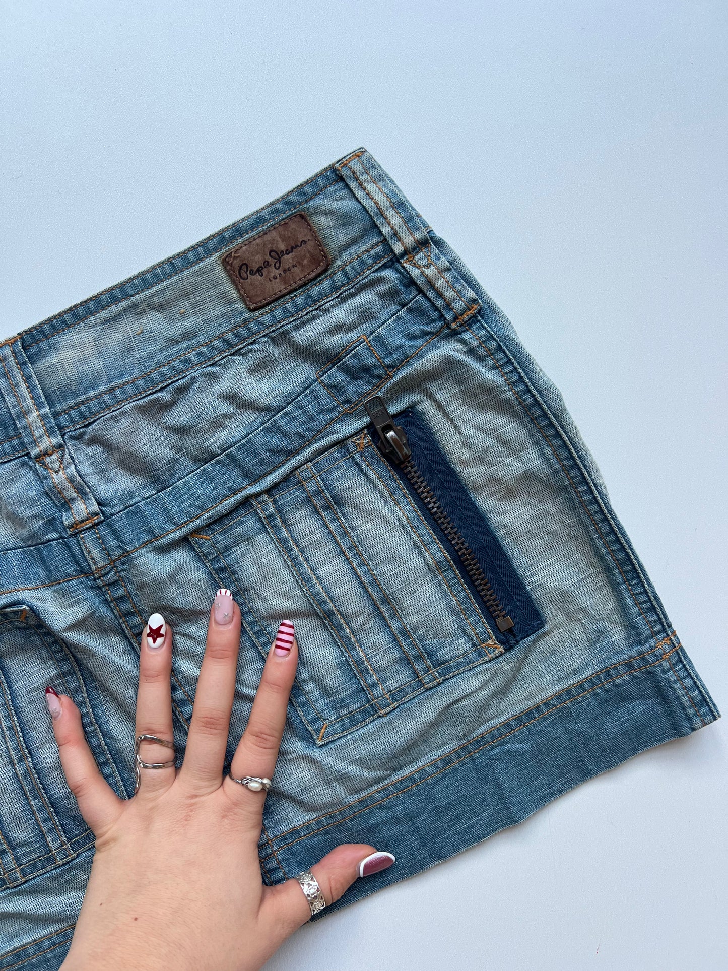 00s denim mini skirt- size S