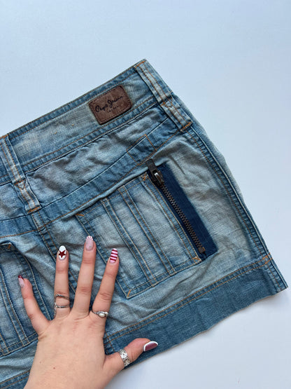 00s denim mini skirt- size S