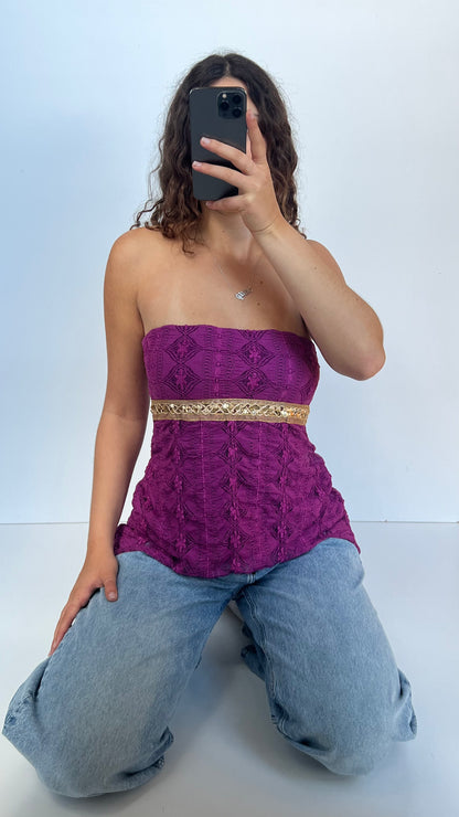 00s purple lace strapless cami- size M