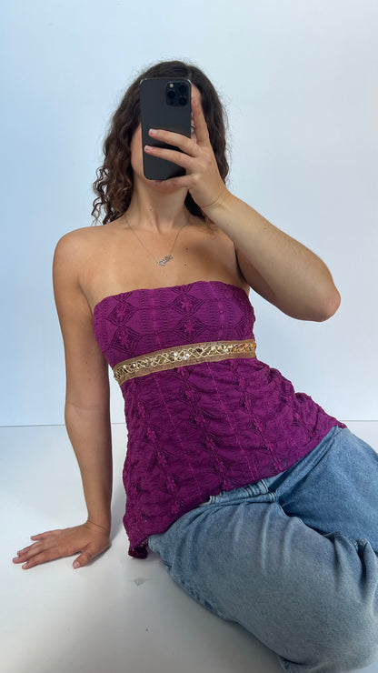 00s purple lace strapless cami- size M