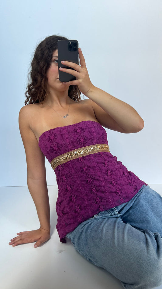00s purple lace strapless cami- size M