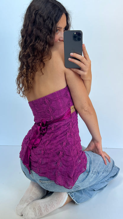 00s purple lace strapless cami- size M