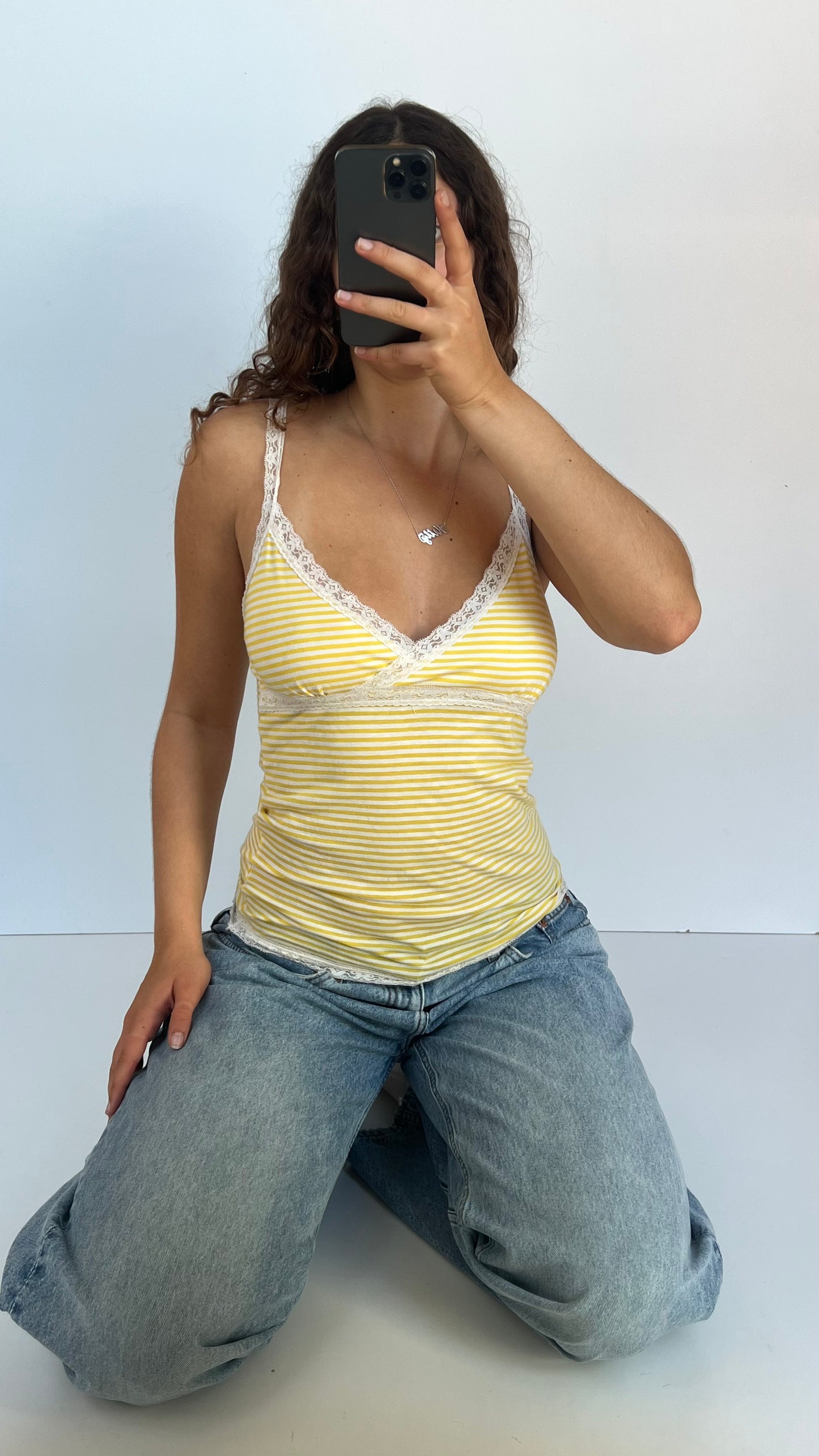 00s yellow striped cami- size L