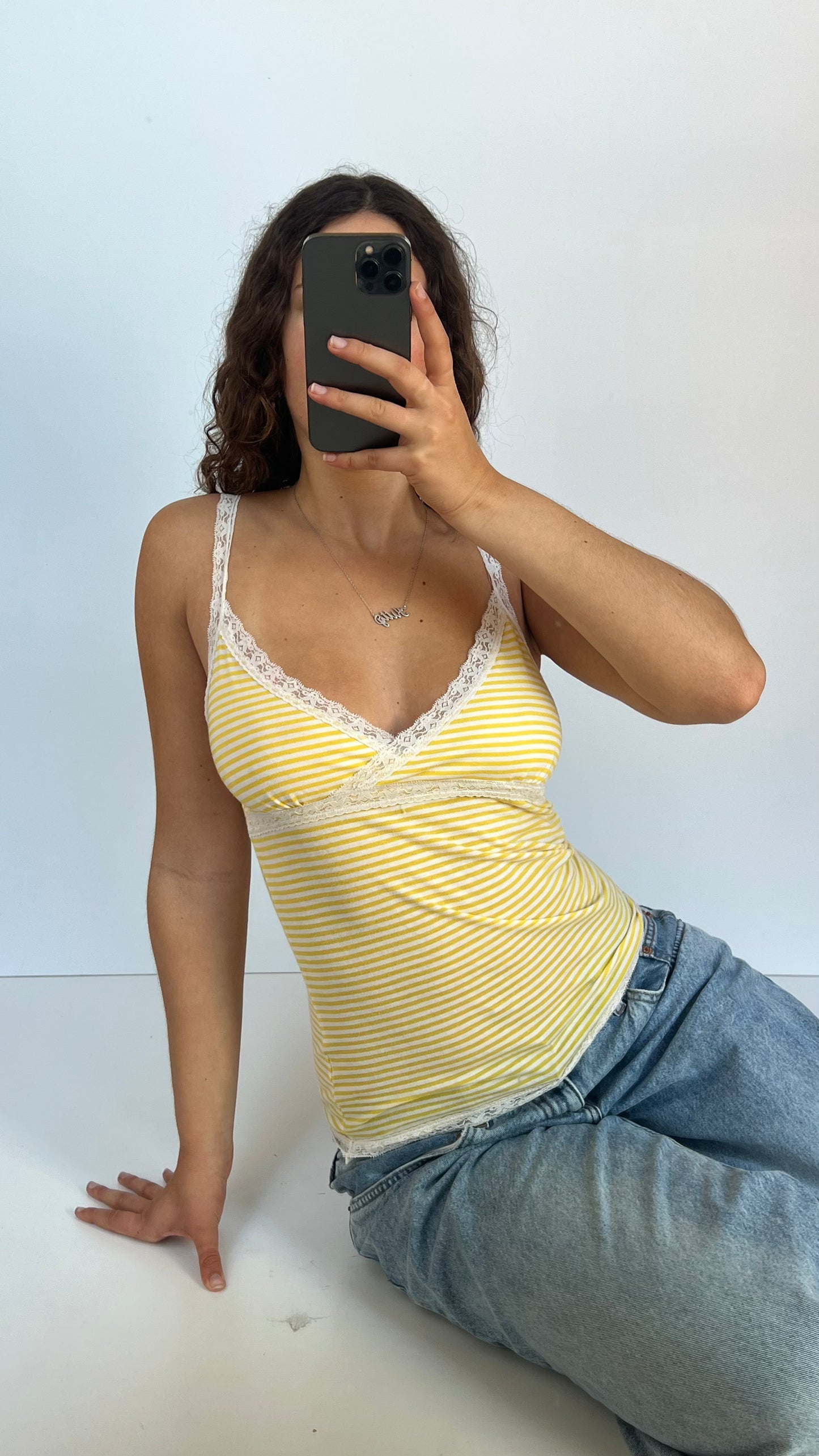 00s yellow striped cami- size L