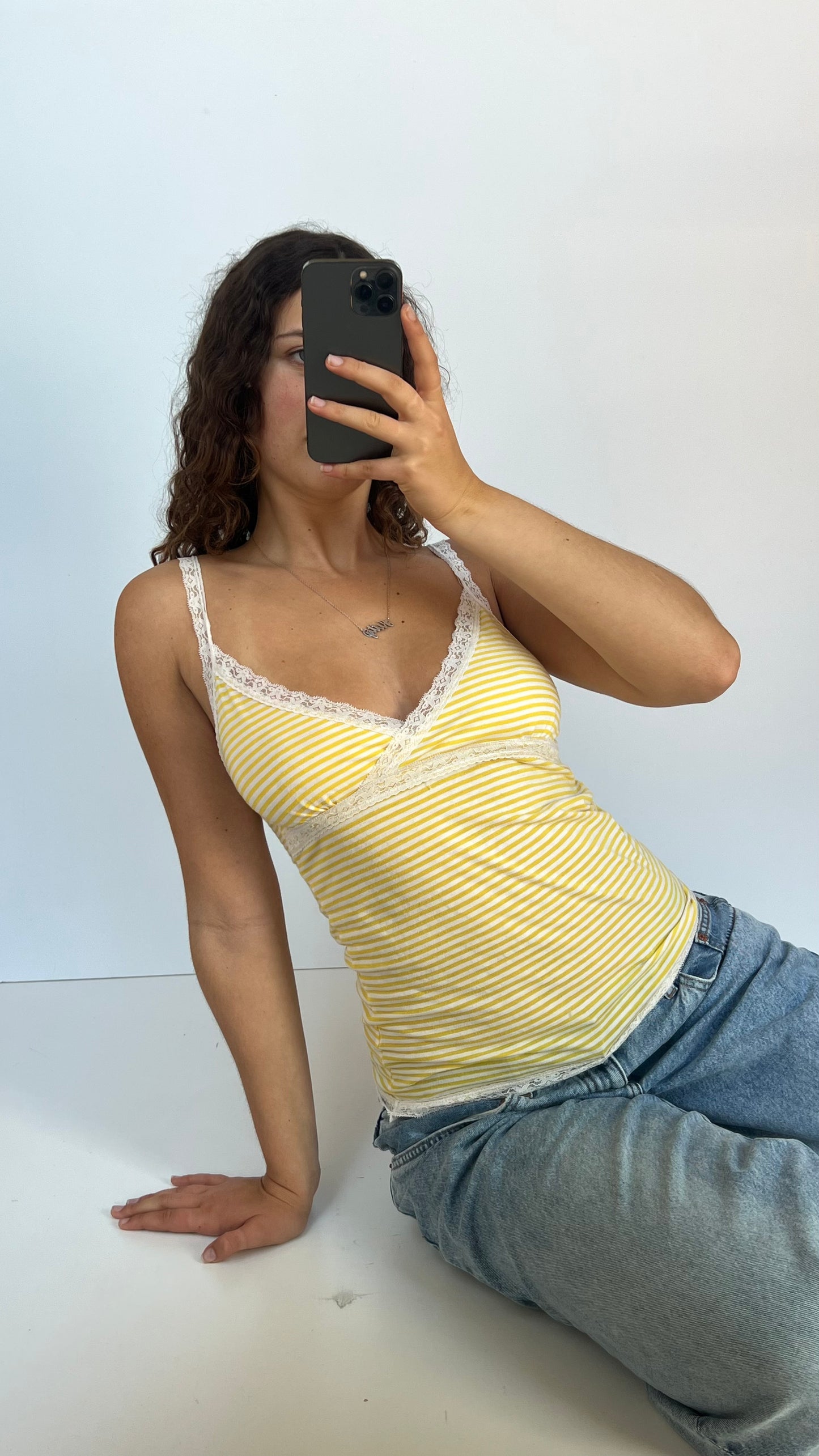 00s yellow striped cami- size L