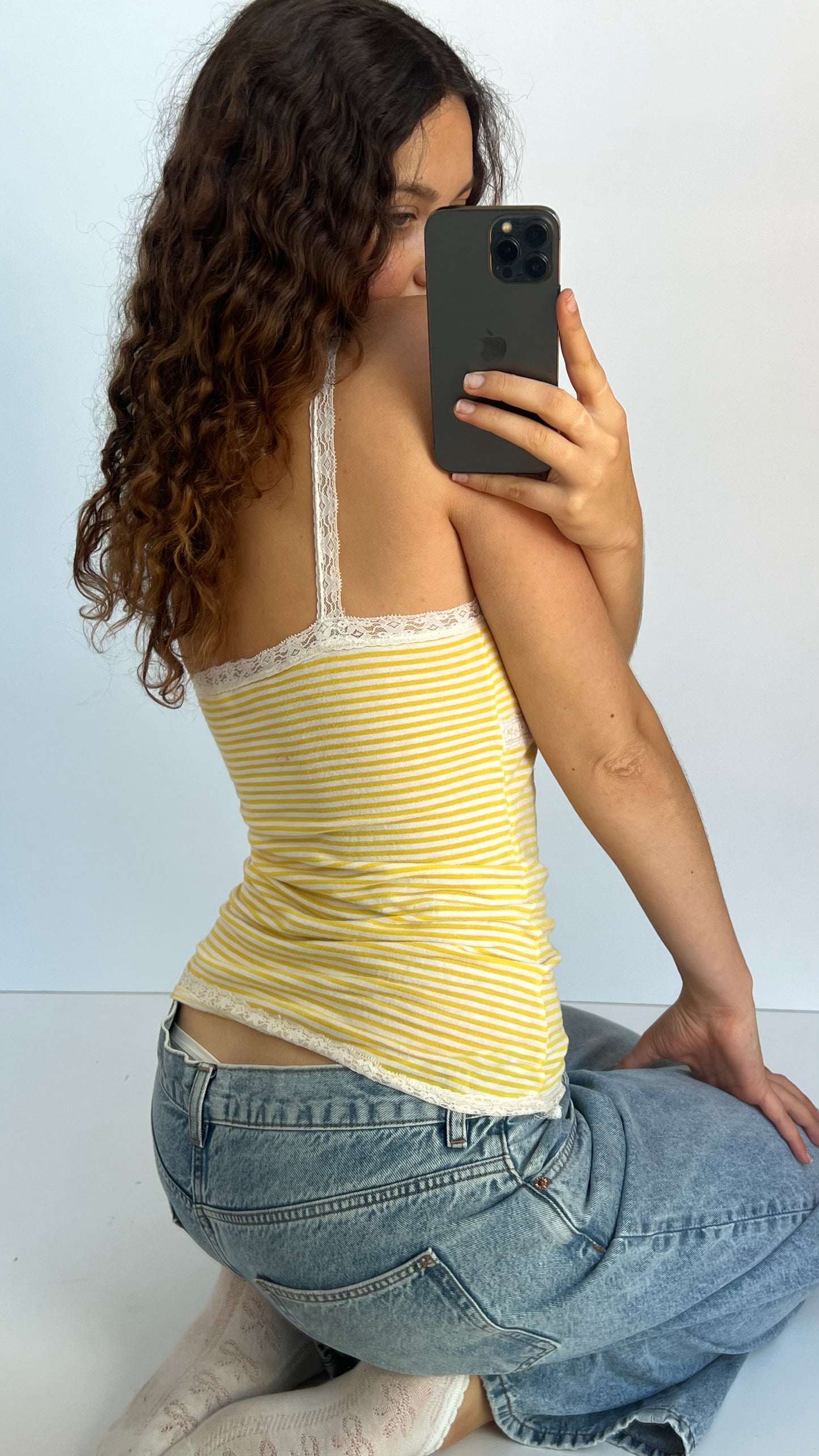00s yellow striped cami- size L