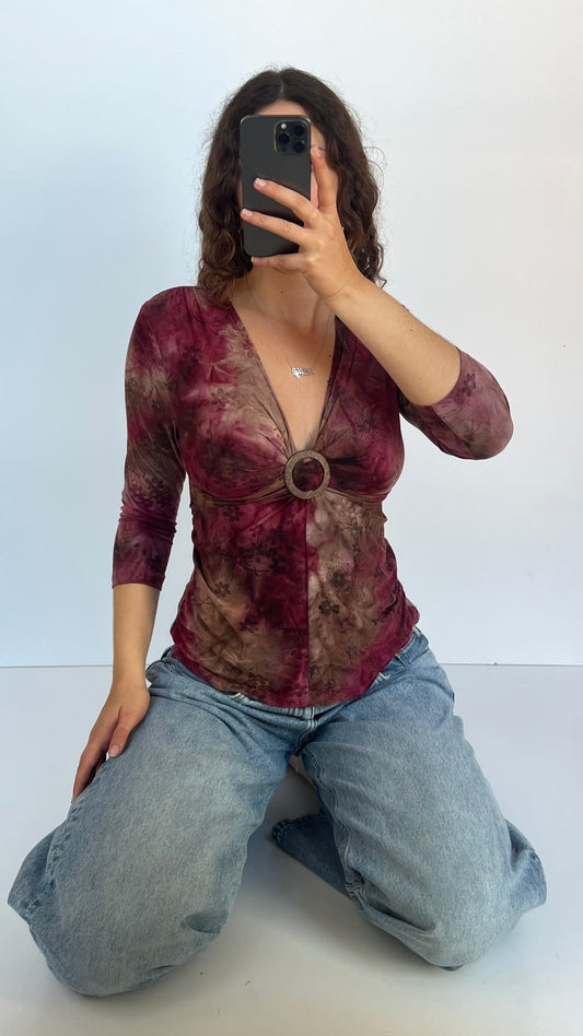00s pink brown top- size M