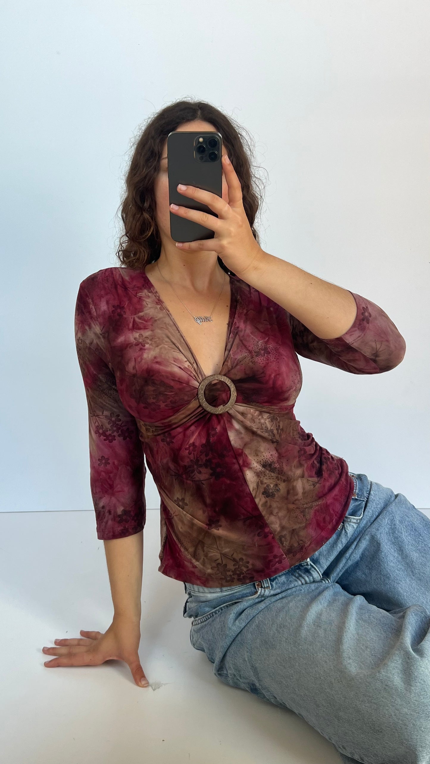 00s pink brown top- size M