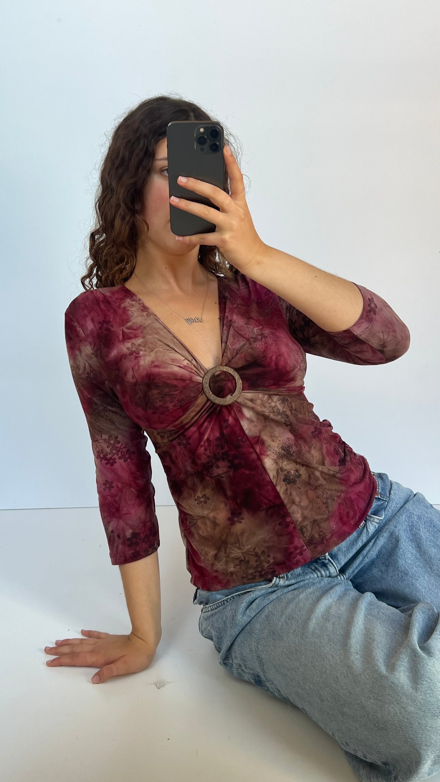 00s pink brown top- size M