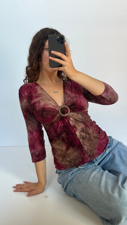 00s pink brown top- size M