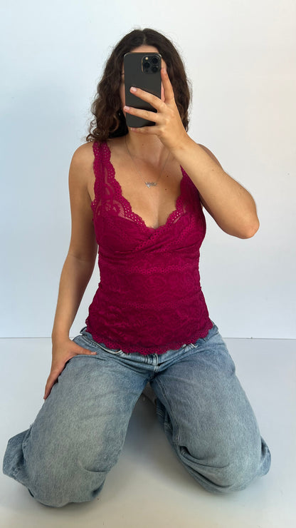 00s pink lace cami- size S