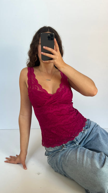 00s pink lace cami- size S
