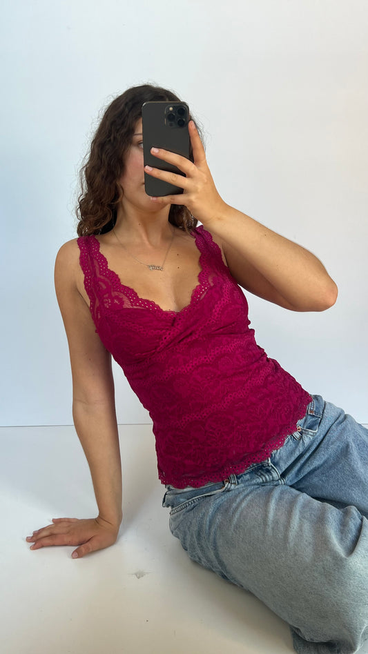 00s pink lace cami- size S