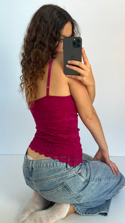 00s pink lace cami- size S