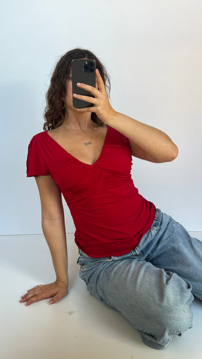 00s red babydoll top- size L