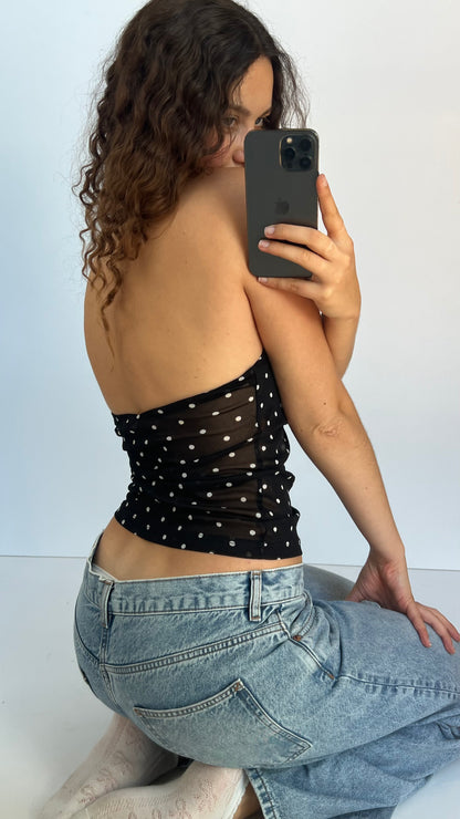 00s black mesh polka dot cami- size L