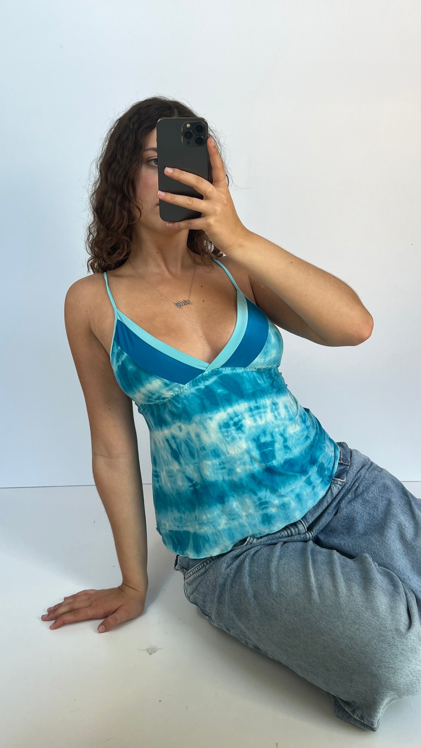 00s blue tie dye cami- size M
