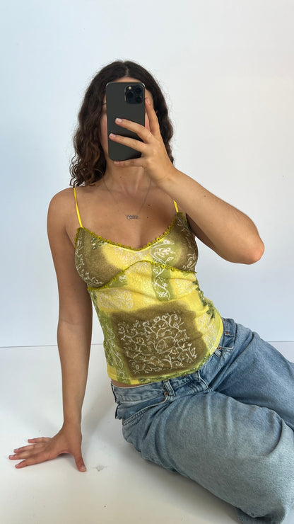 00s green mesh lace cami- size M