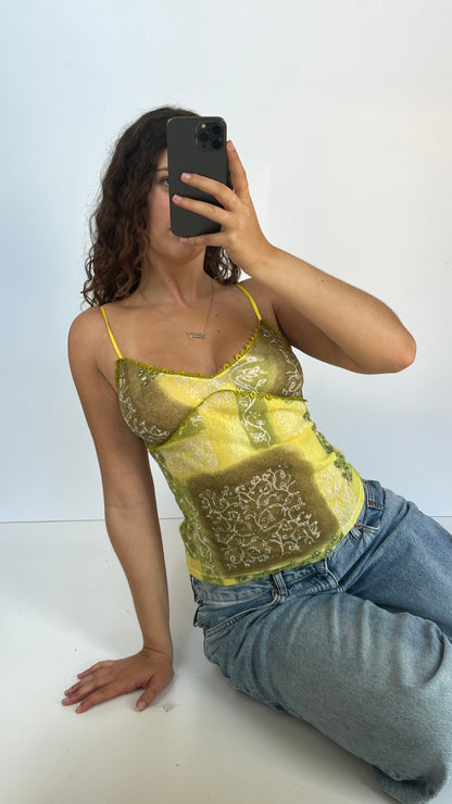 00s green mesh lace cami- size M