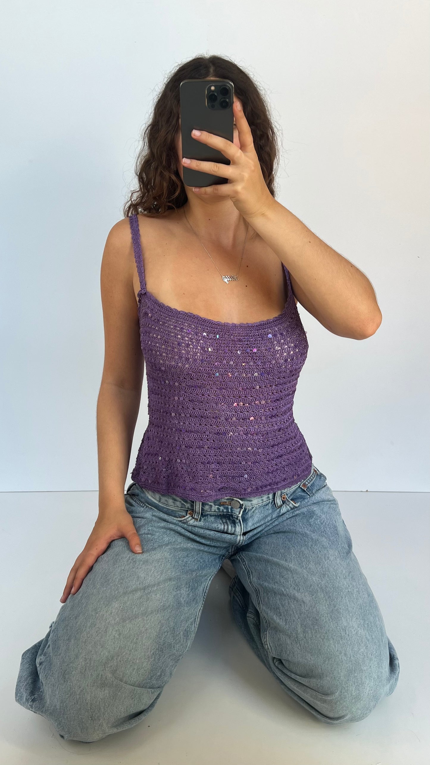 00s purple sequin cami- size M