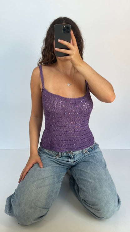 00s purple sequin cami- size M