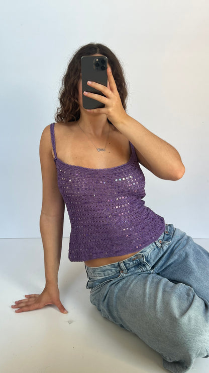 00s purple sequin cami- size M