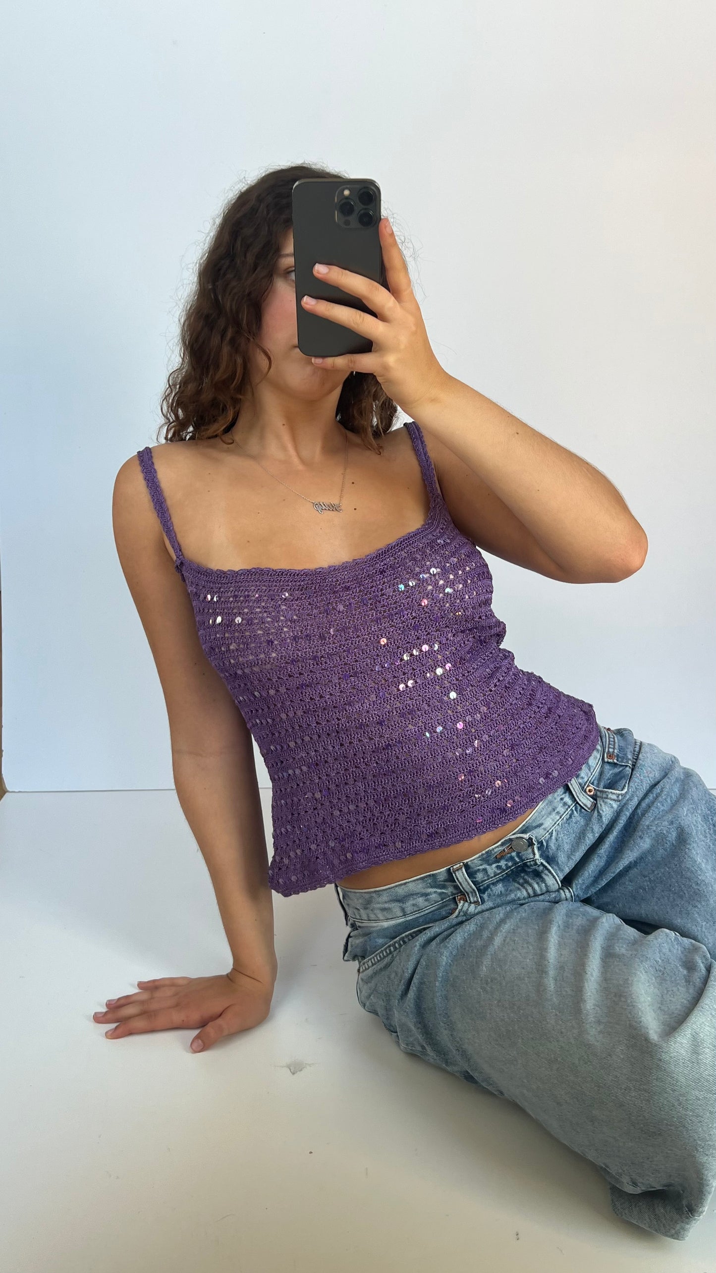 00s purple sequin cami- size M
