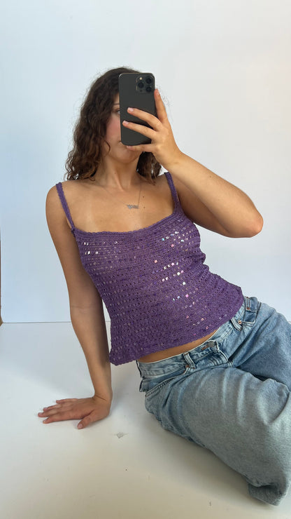 00s purple sequin cami- size M