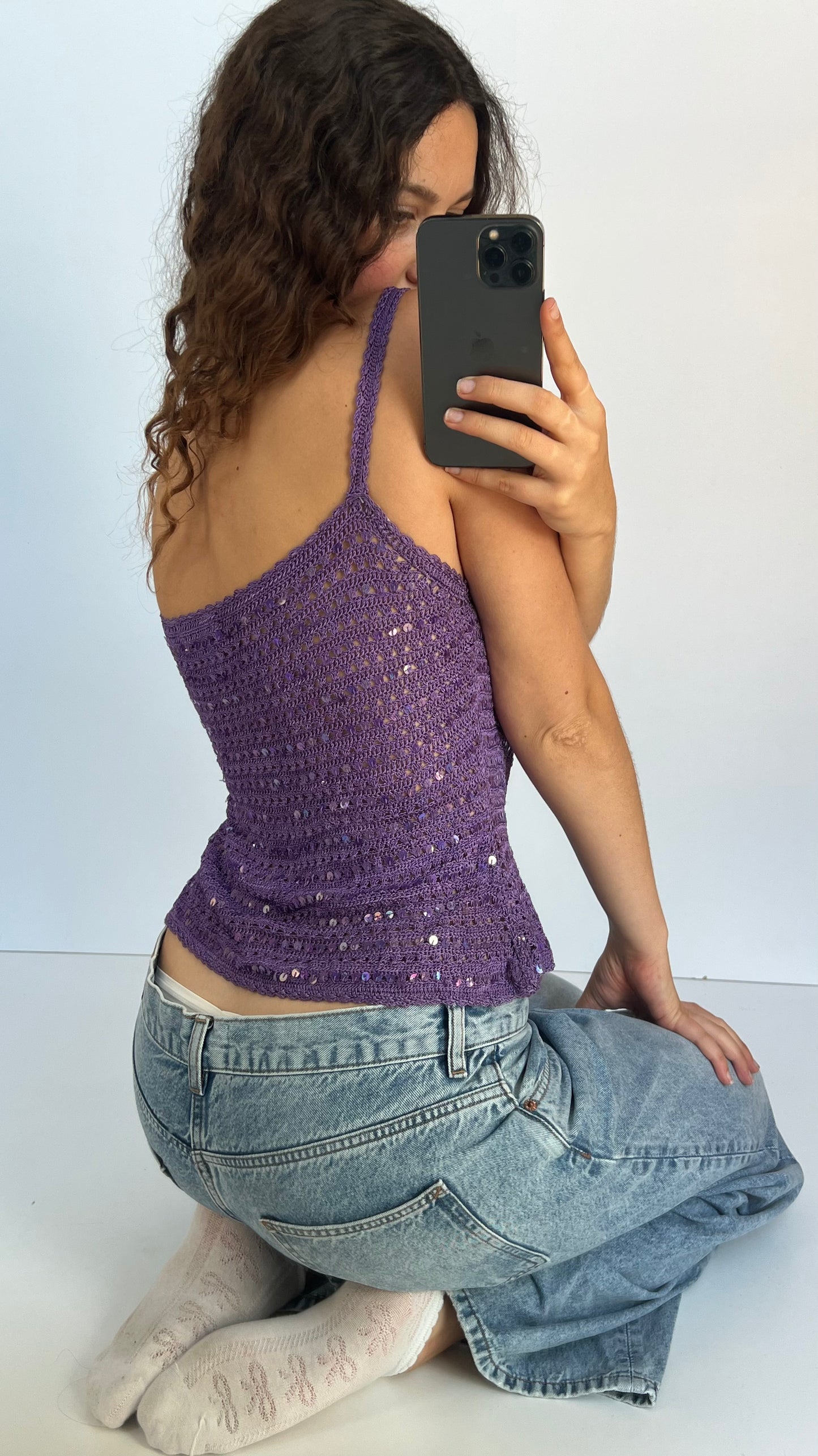 00s purple sequin cami- size M