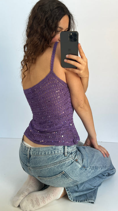 00s purple sequin cami- size M