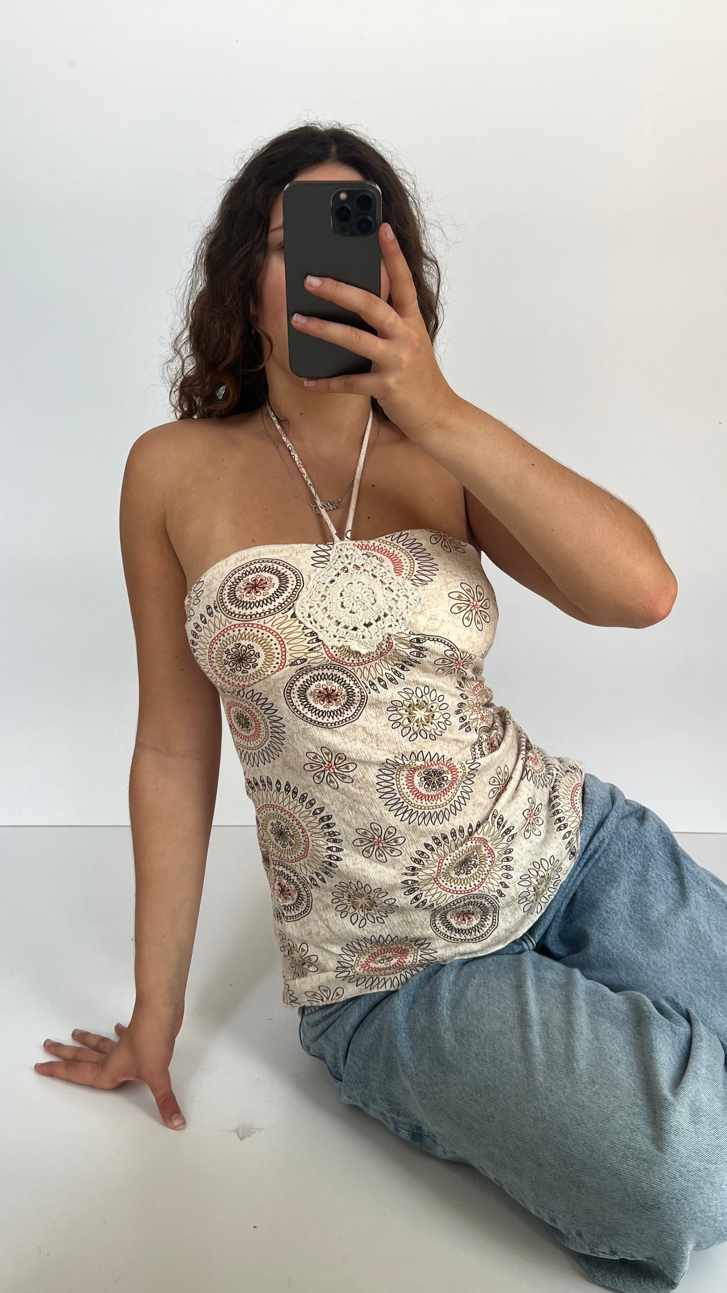 00s cream floral cami- size M