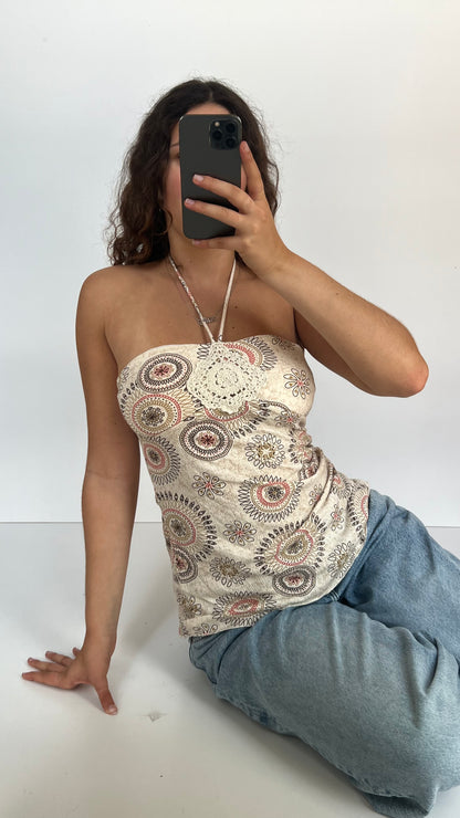 00s cream floral cami- size M