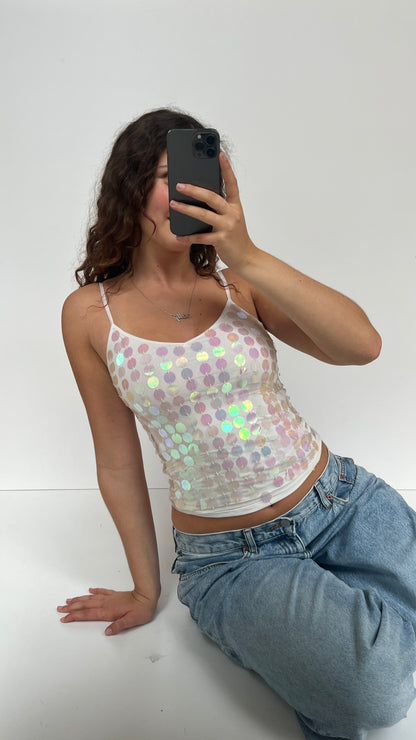 00s white sequin cami- size S