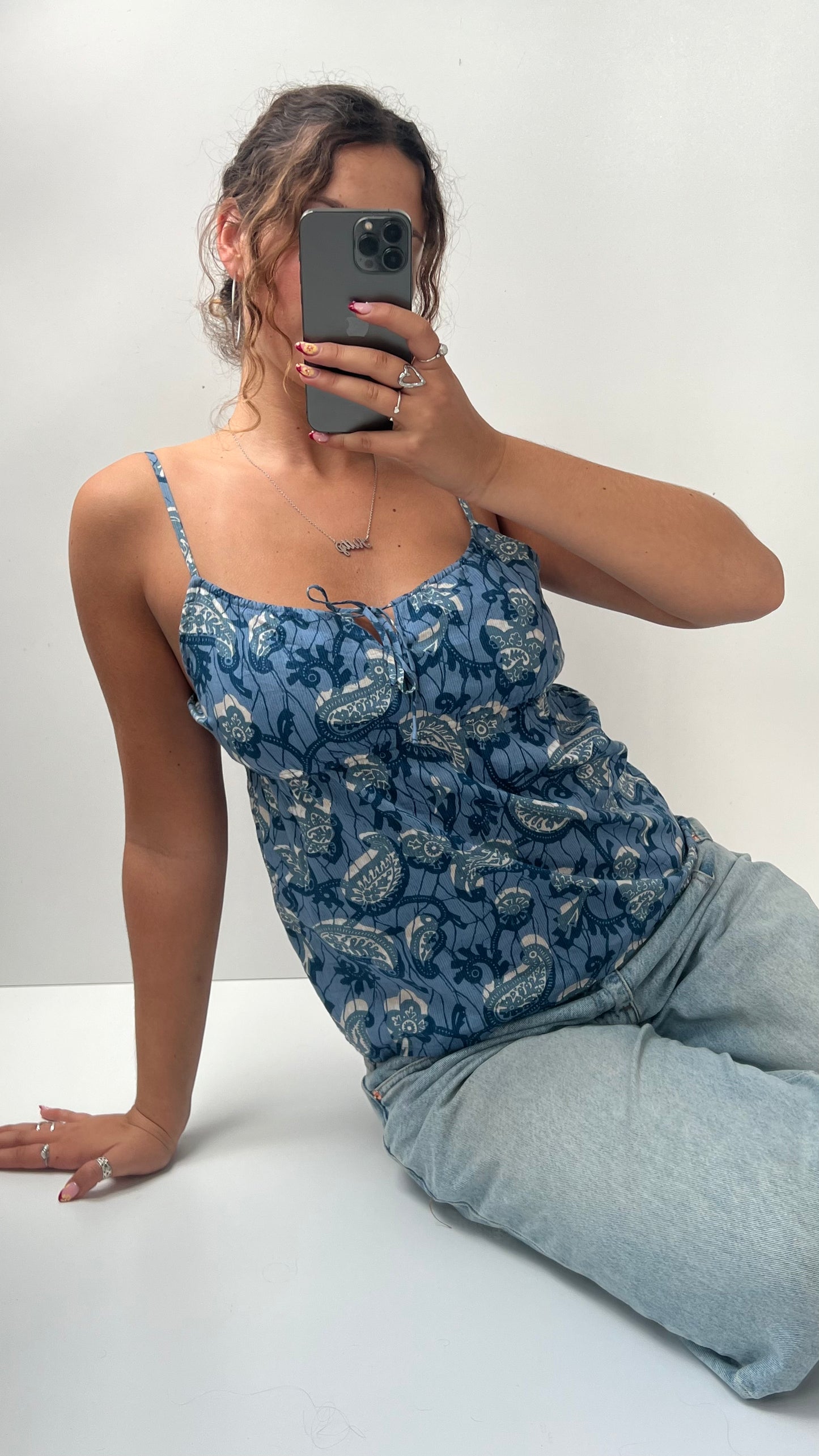 00s blue floral cami- size M