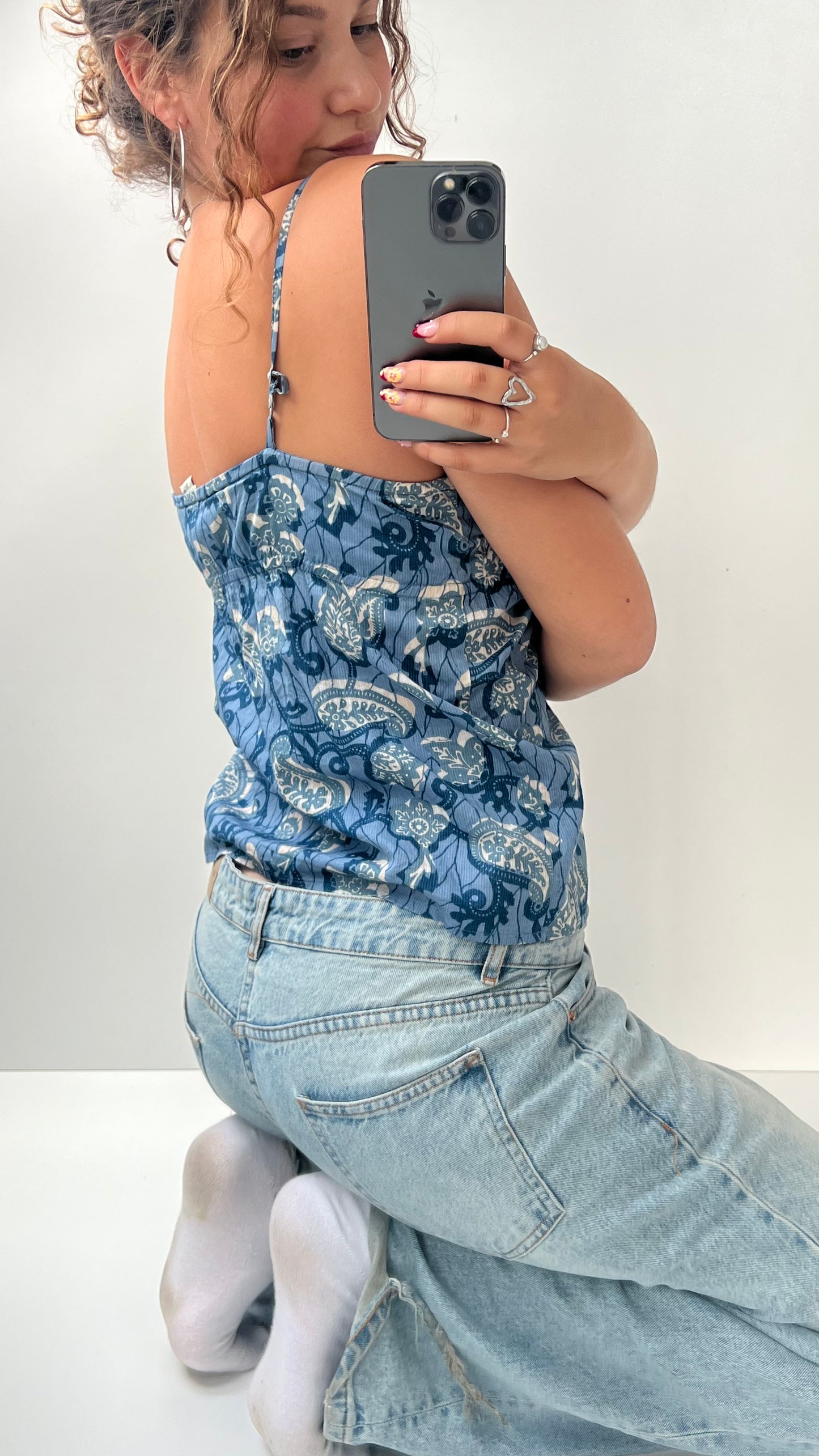 00s blue floral cami- size M