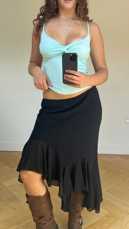 00s black mesh midi skirt- size L