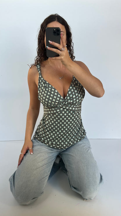 00s brown blue patterned cami- size M