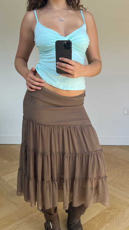 00s brown mesh midi skirt- size S