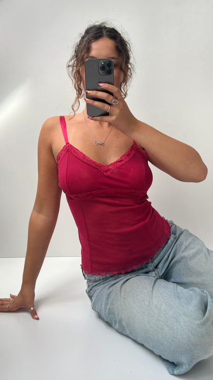 00s red mesh lace cami- size M