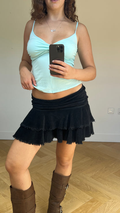 00s black corduroy mini skirt- size L