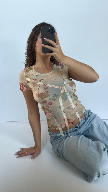 00s mesh floral baby tee- size M