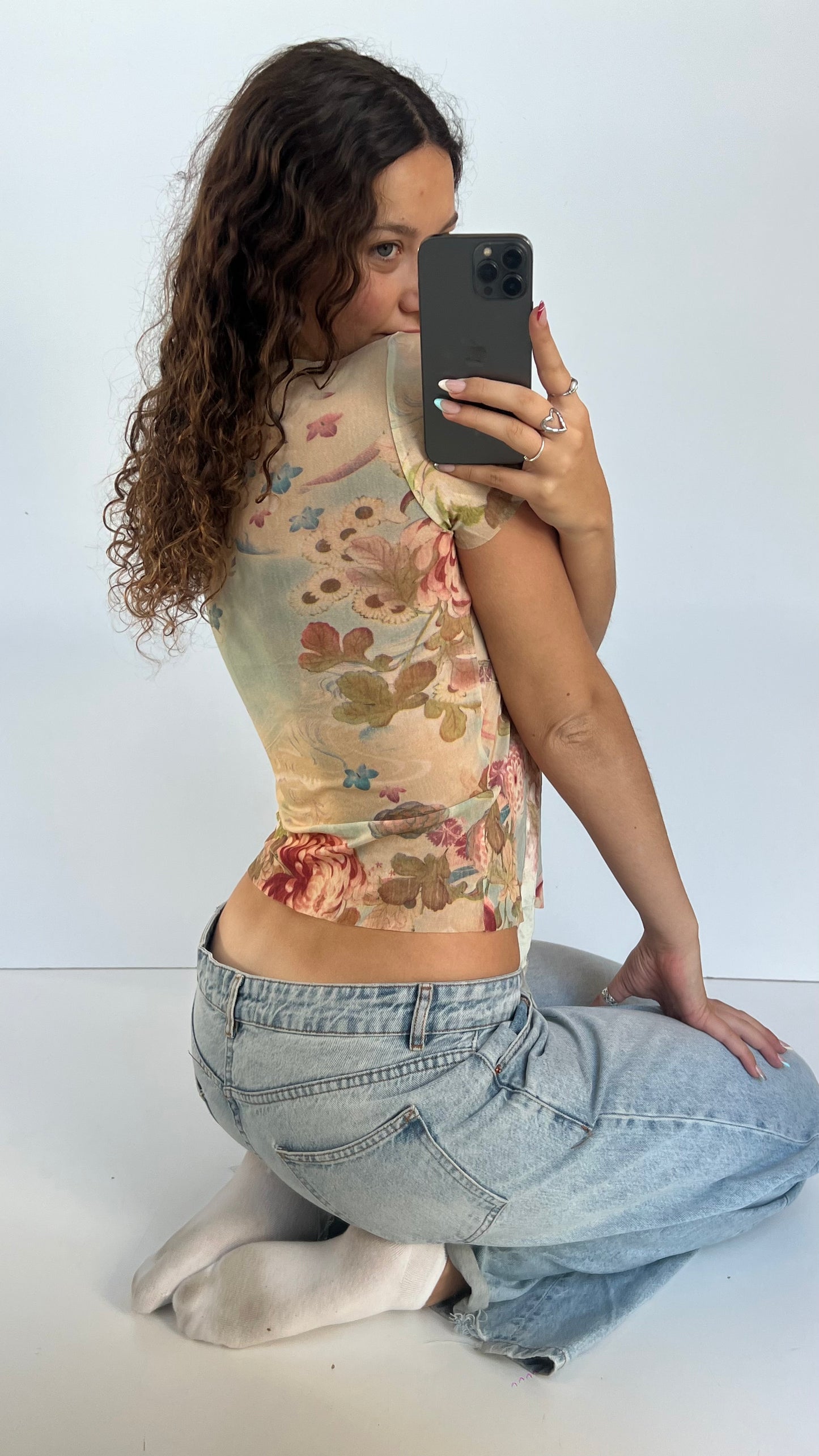 00s mesh floral baby tee- size M