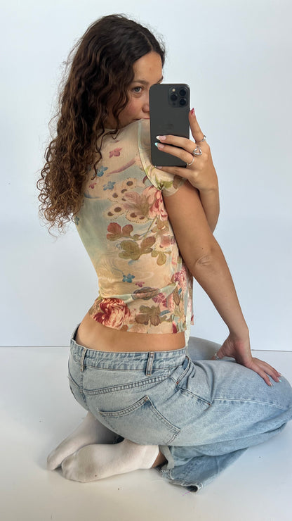 00s mesh floral baby tee- size M