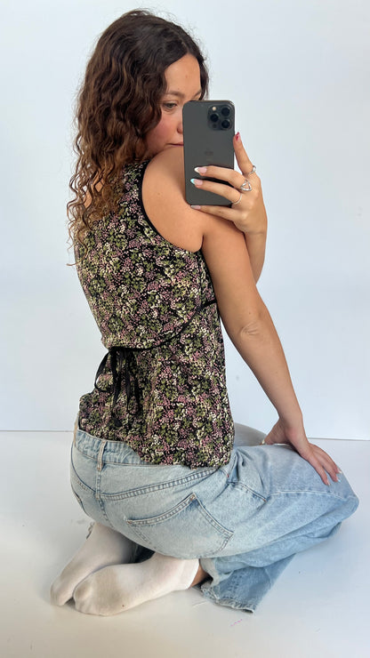 00s floral babydoll tank top- size S