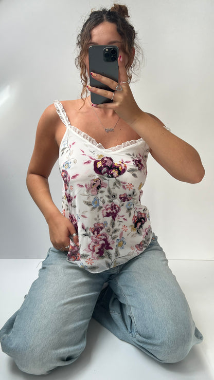 00s white embroidered cami- size XS