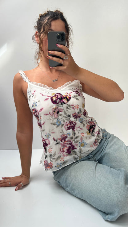 00s white embroidered cami- size XS